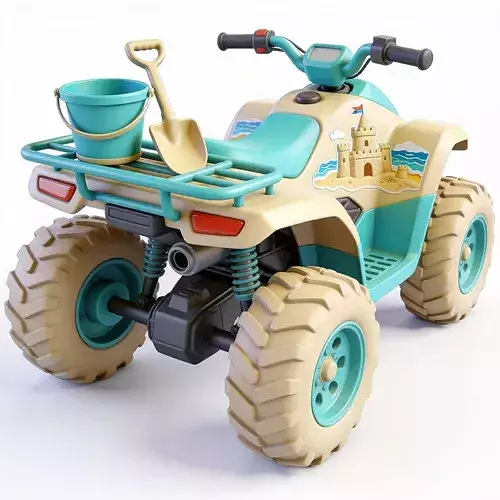 Stylized 3D Sky Blue Kite-Themed ATV Model