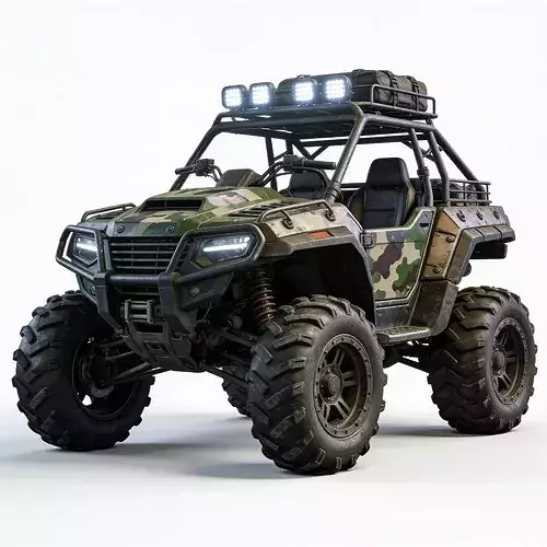 Stylized 3D Rugged Camouflage UTV Model