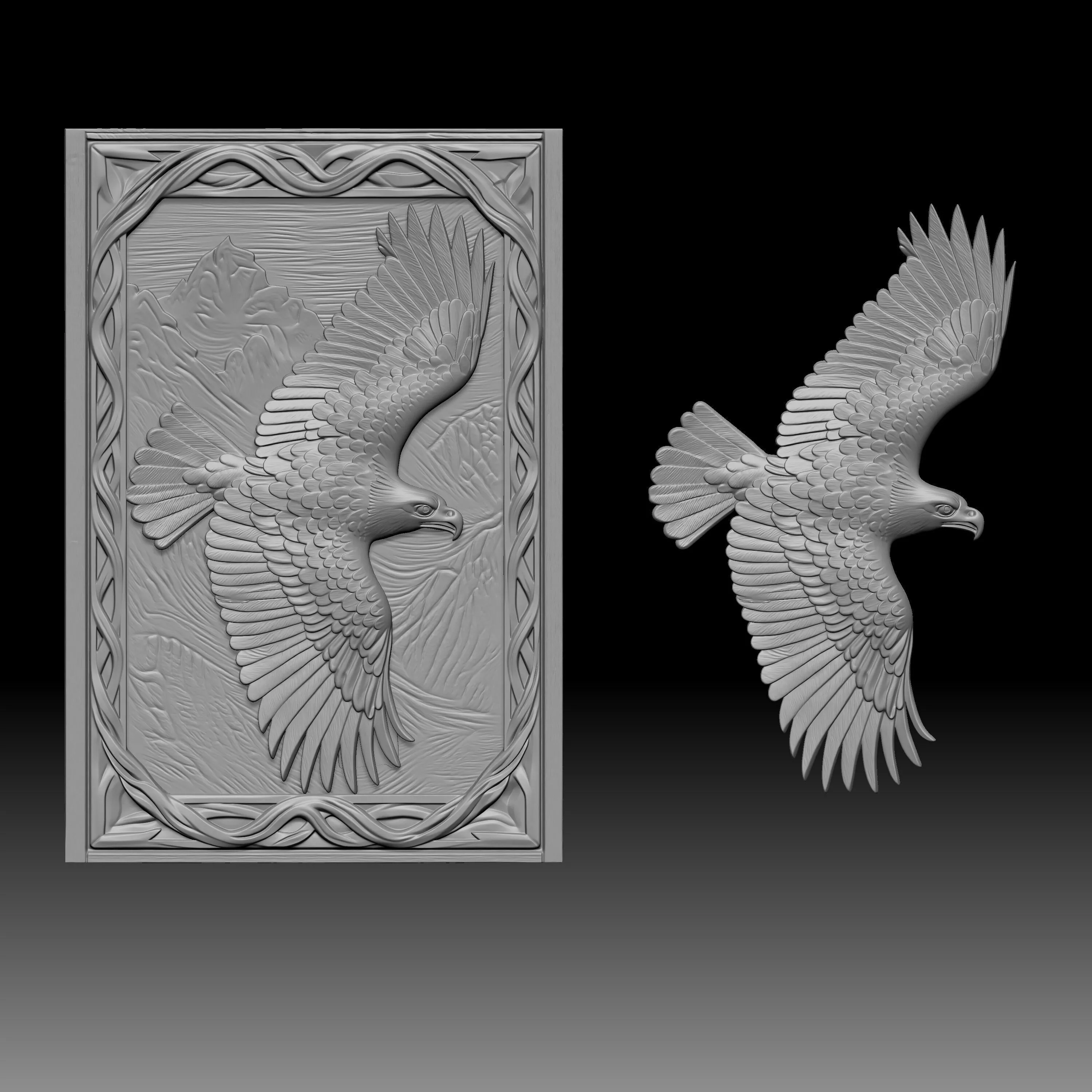 flying eagle over mountains 3D print model