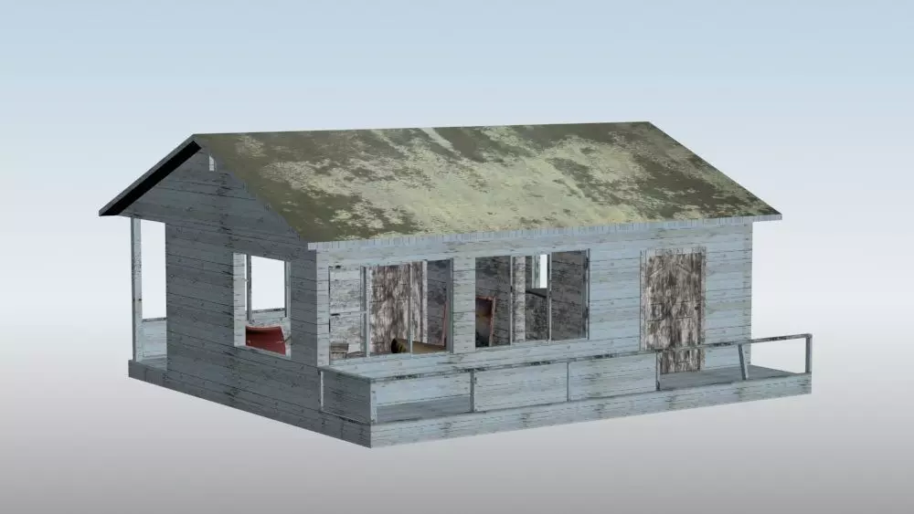 old beach house Low-poly 3D model_0