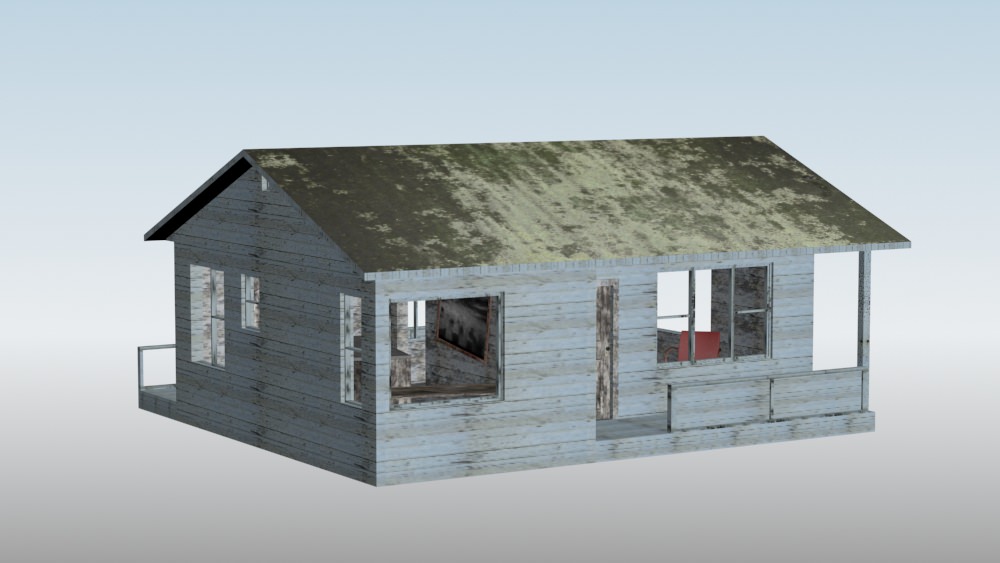 old beach house Low-poly 3D model_1