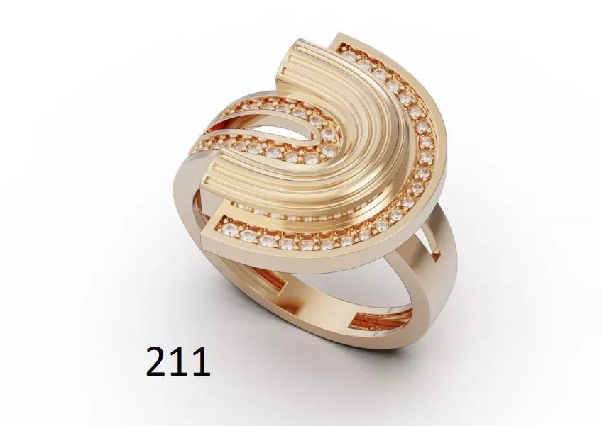 Luxury Layered Swirl Stone Set Ring 3D print model