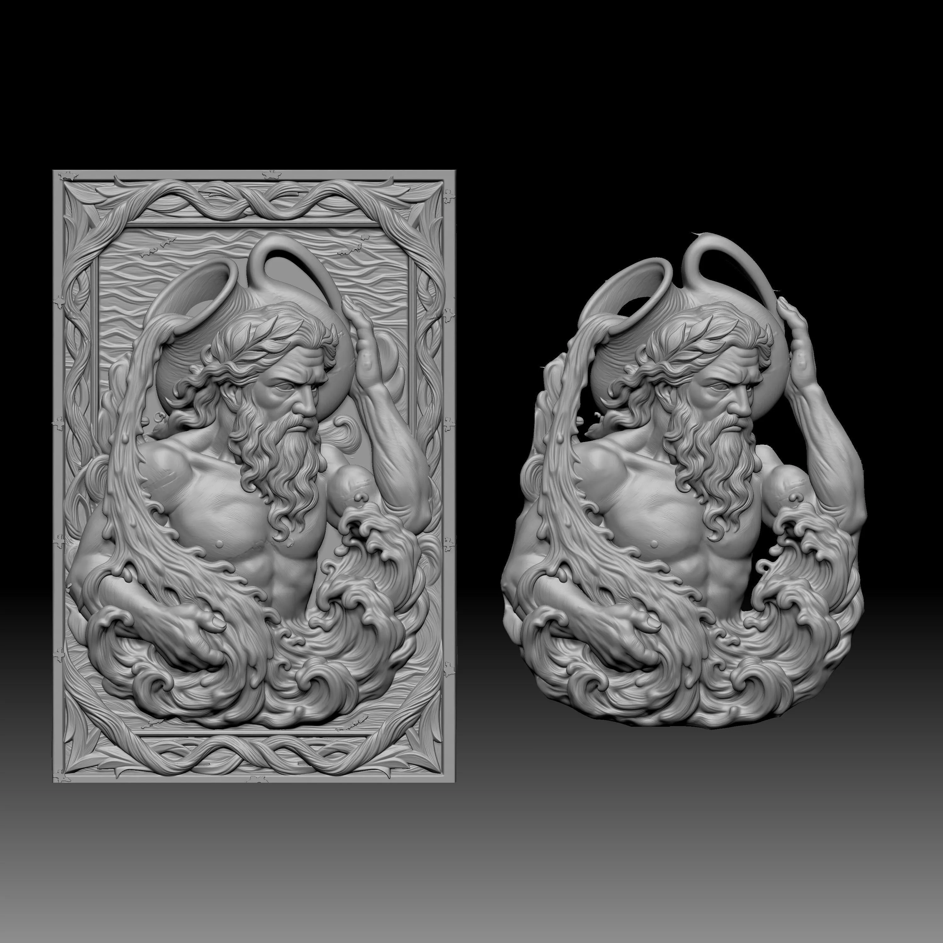 Poseidon Relief 3D model 3D print model