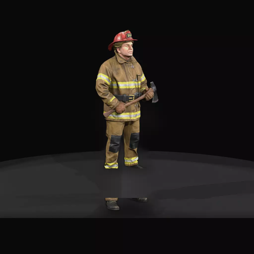 1950s Fireman Holding Ax 3D print model