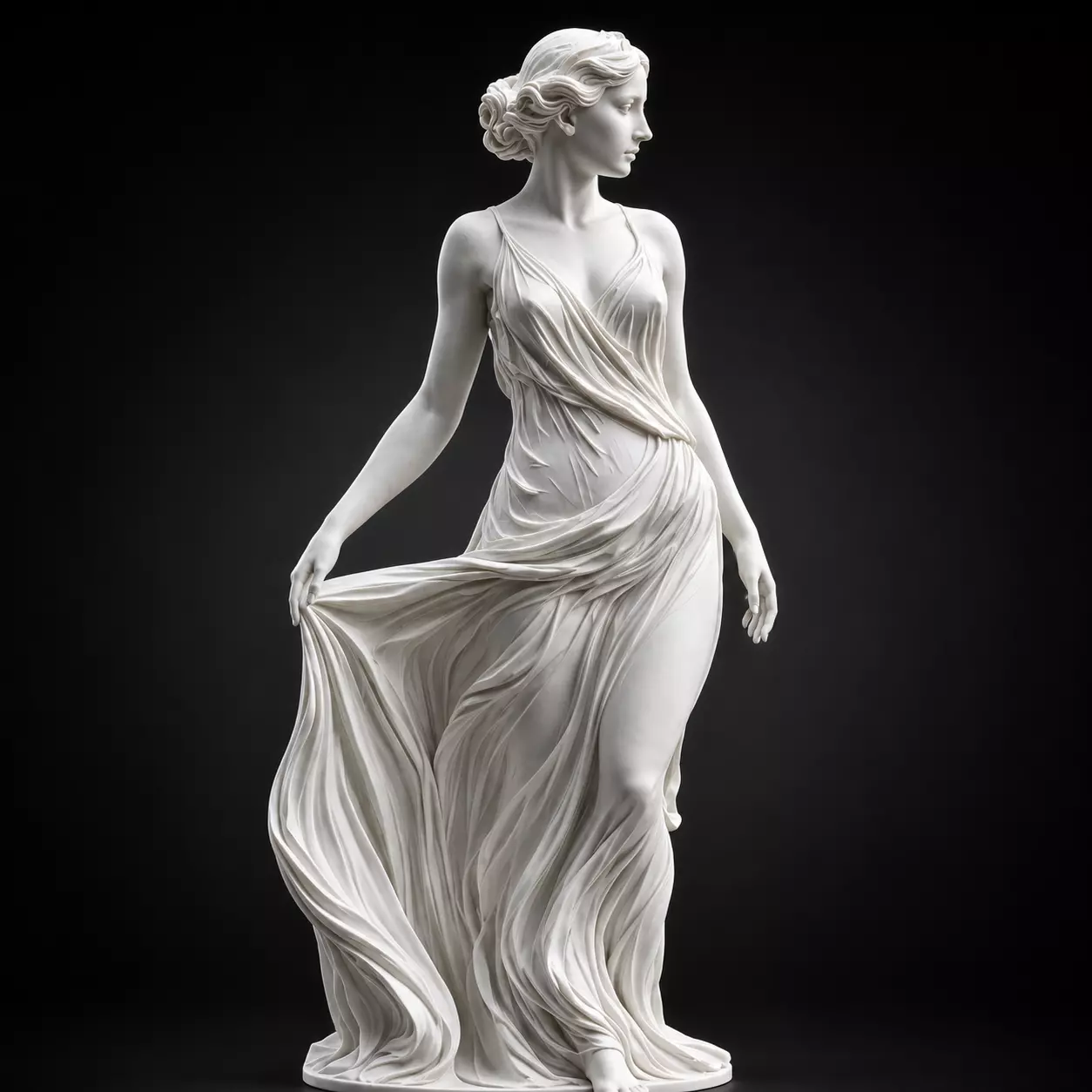 Elegant Goddess Statue STL Flowing Dress Female Sculpture 3D print model