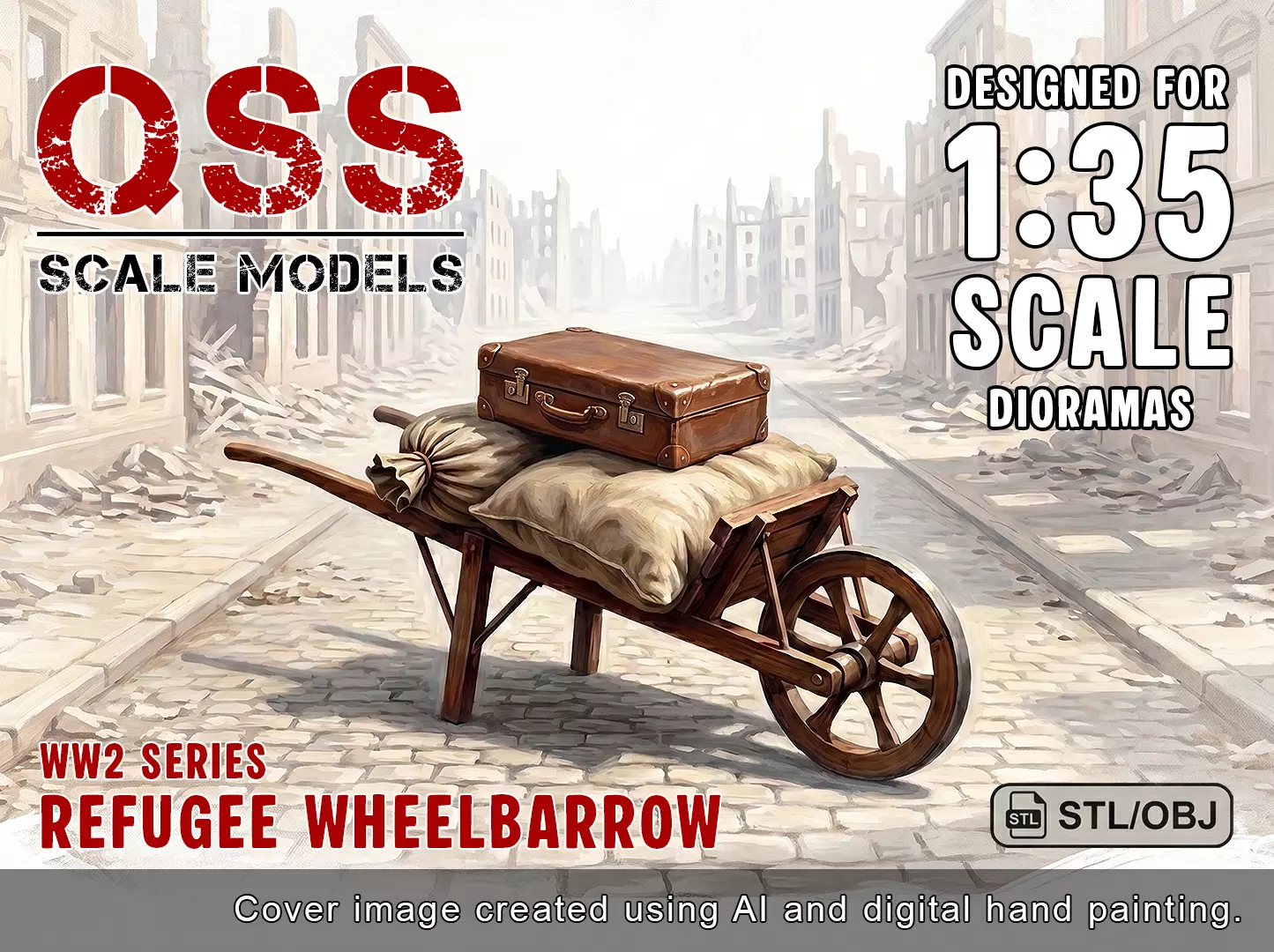 WW2 Refugee Wheelbarrow Set 3D print model