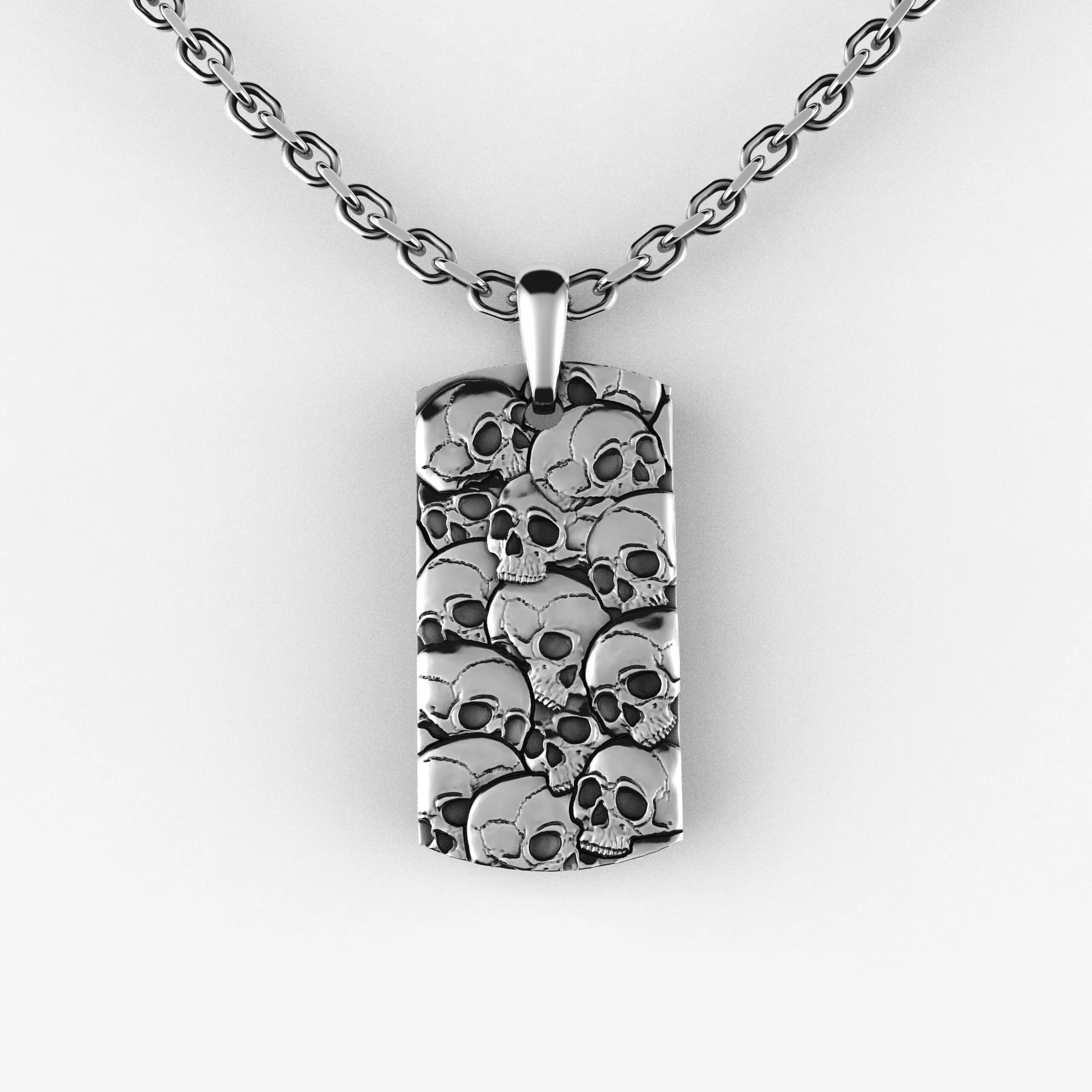 Skull Pattern Dog Tag Pendant 3D print model