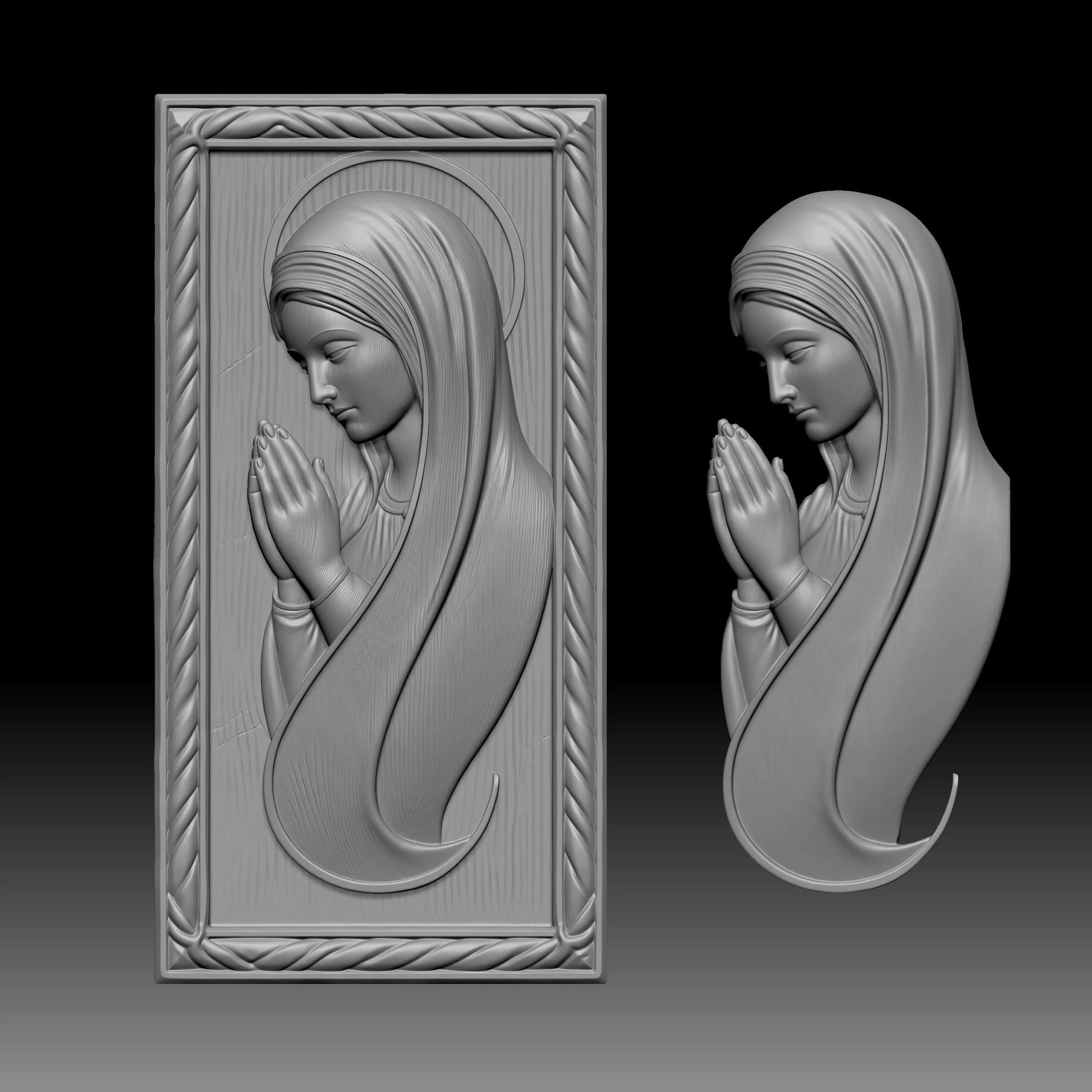 Virgin Mary in prayer 3D print model