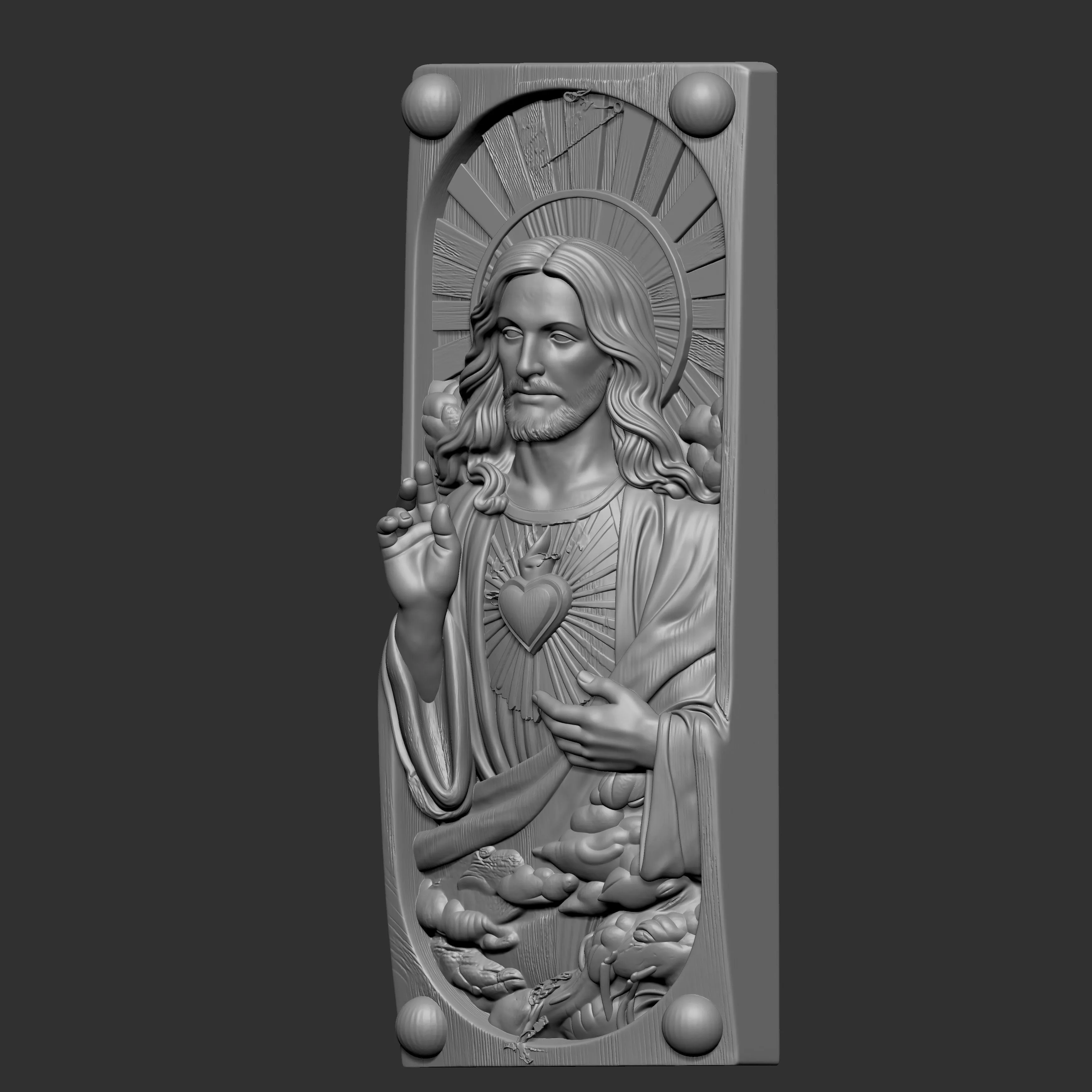 Sacred Heart of Jesus relief 3D print model