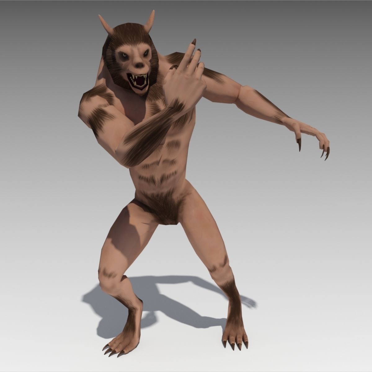 Werewolf Animated Low-poly 3D model_3
