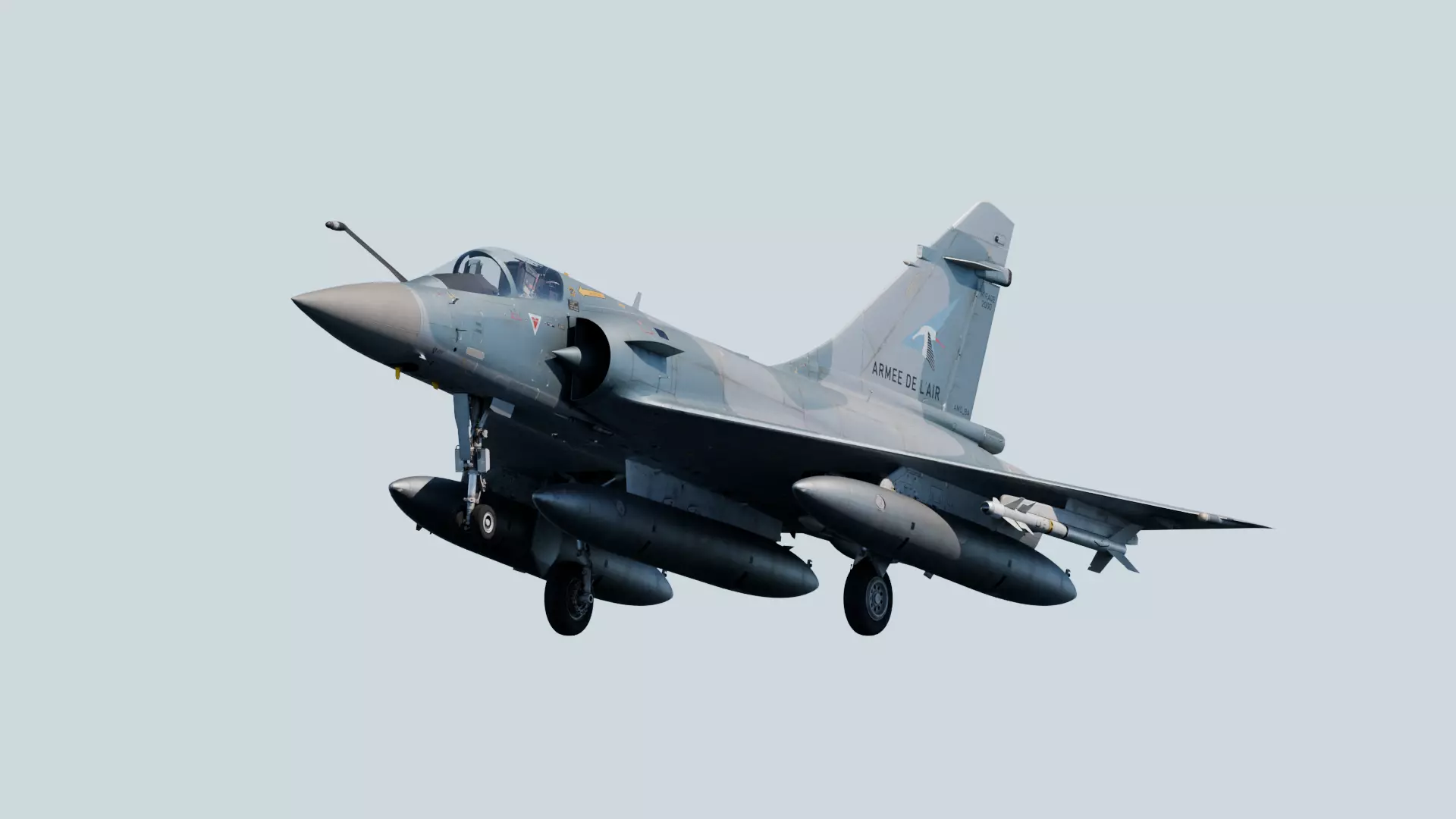 Dassault Mirage-2000 Rigged Animated Game Ready With Weapons Low-poly 3D model