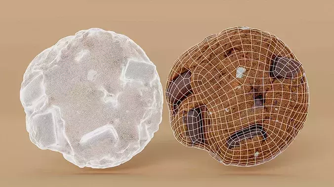 Chocolate Chunk Cookies Photogrammetry 3D Scan Low-poly 3D model 2