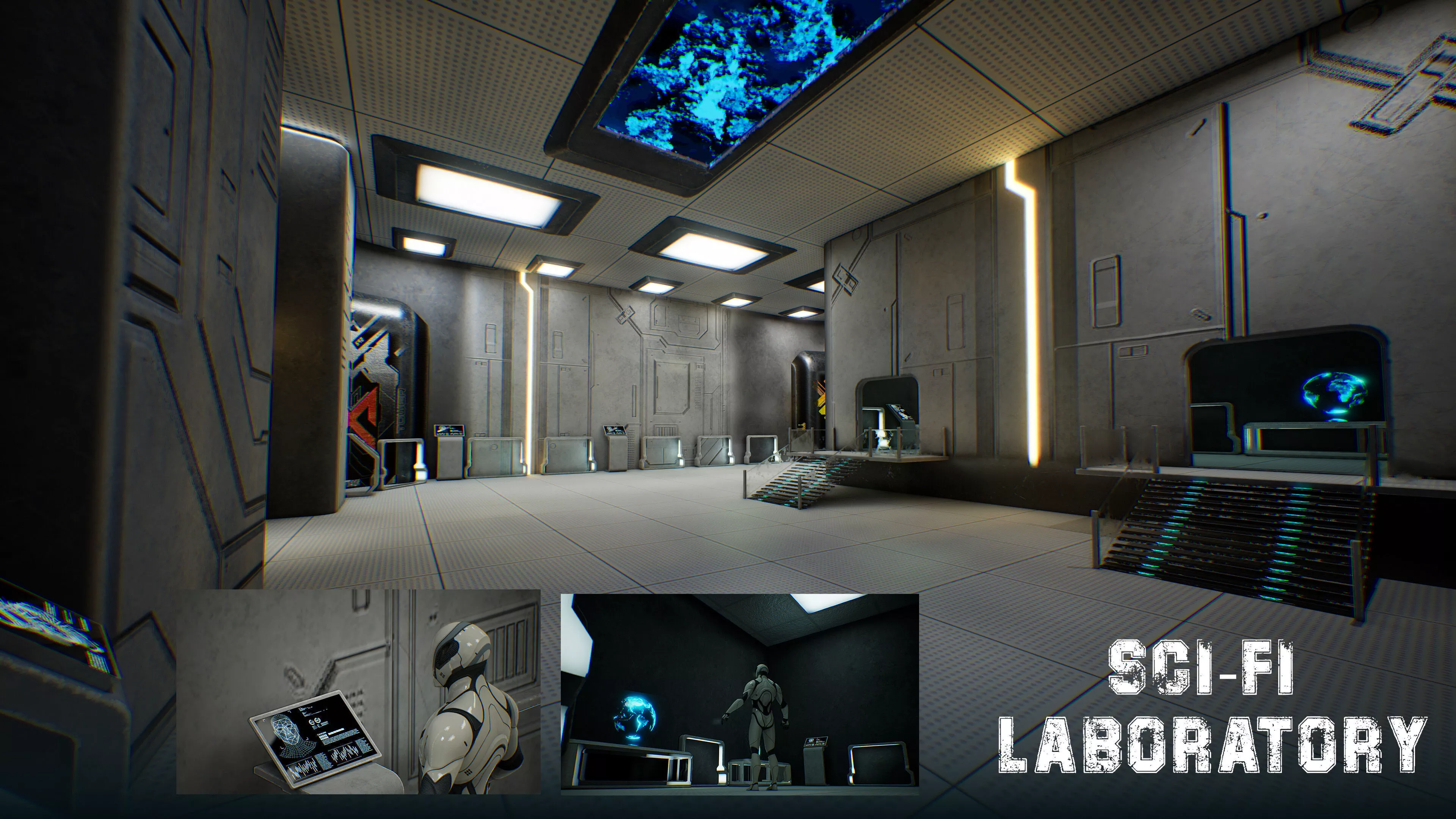 Modular Sci Fi Laboratory Research Lab Environment Pack Low-poly 3D model