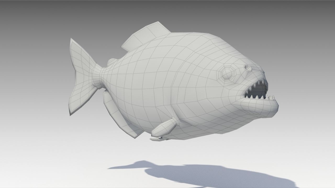 Piranha Animated Low-poly 3D model_3