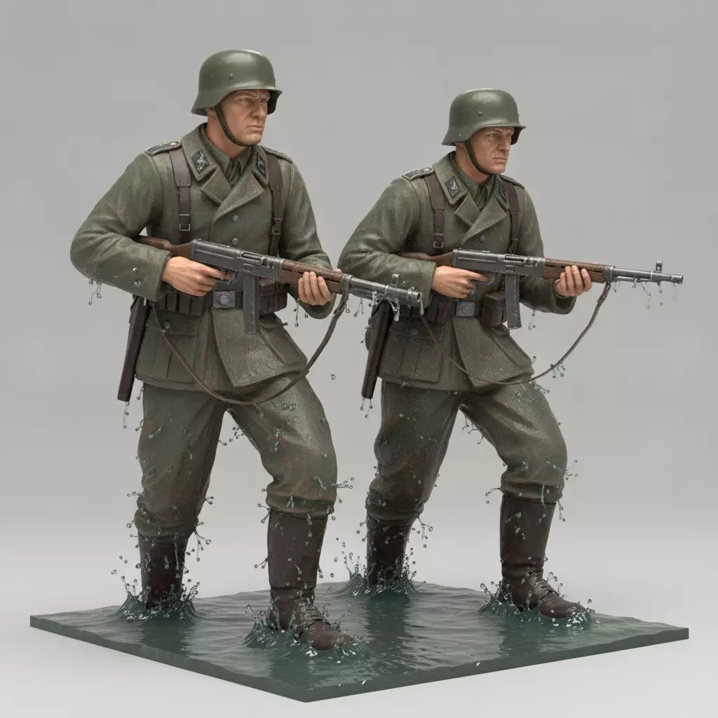 WWII German Soldiers Advancing 3D print model