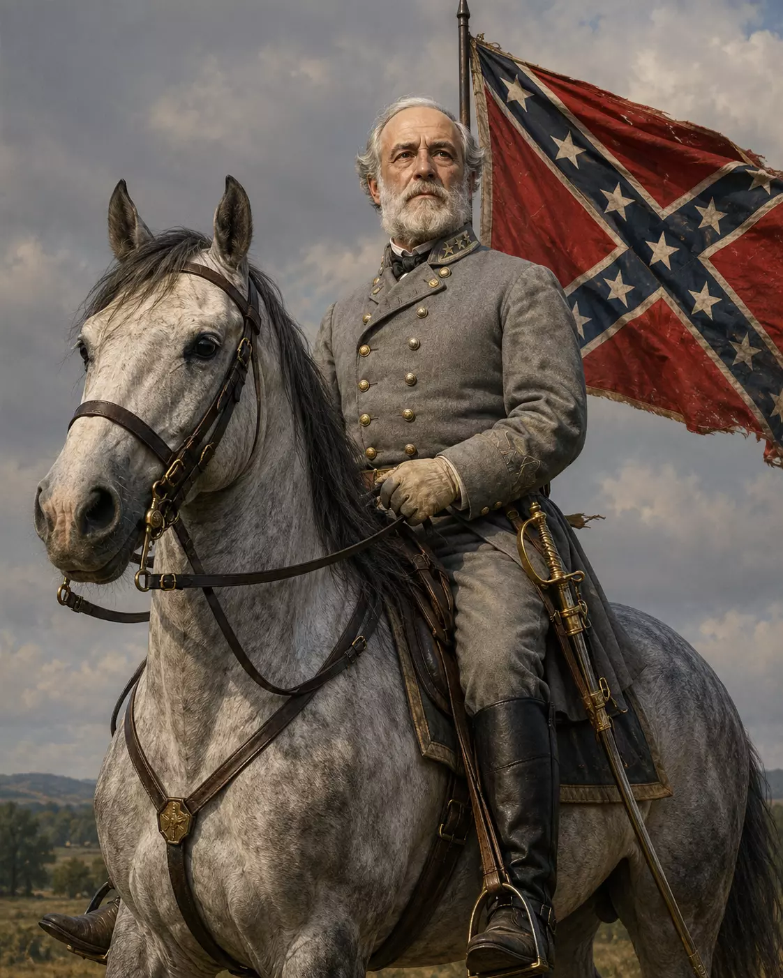 Robert Lee mounted officer Confederate General on Horseback 3D print model