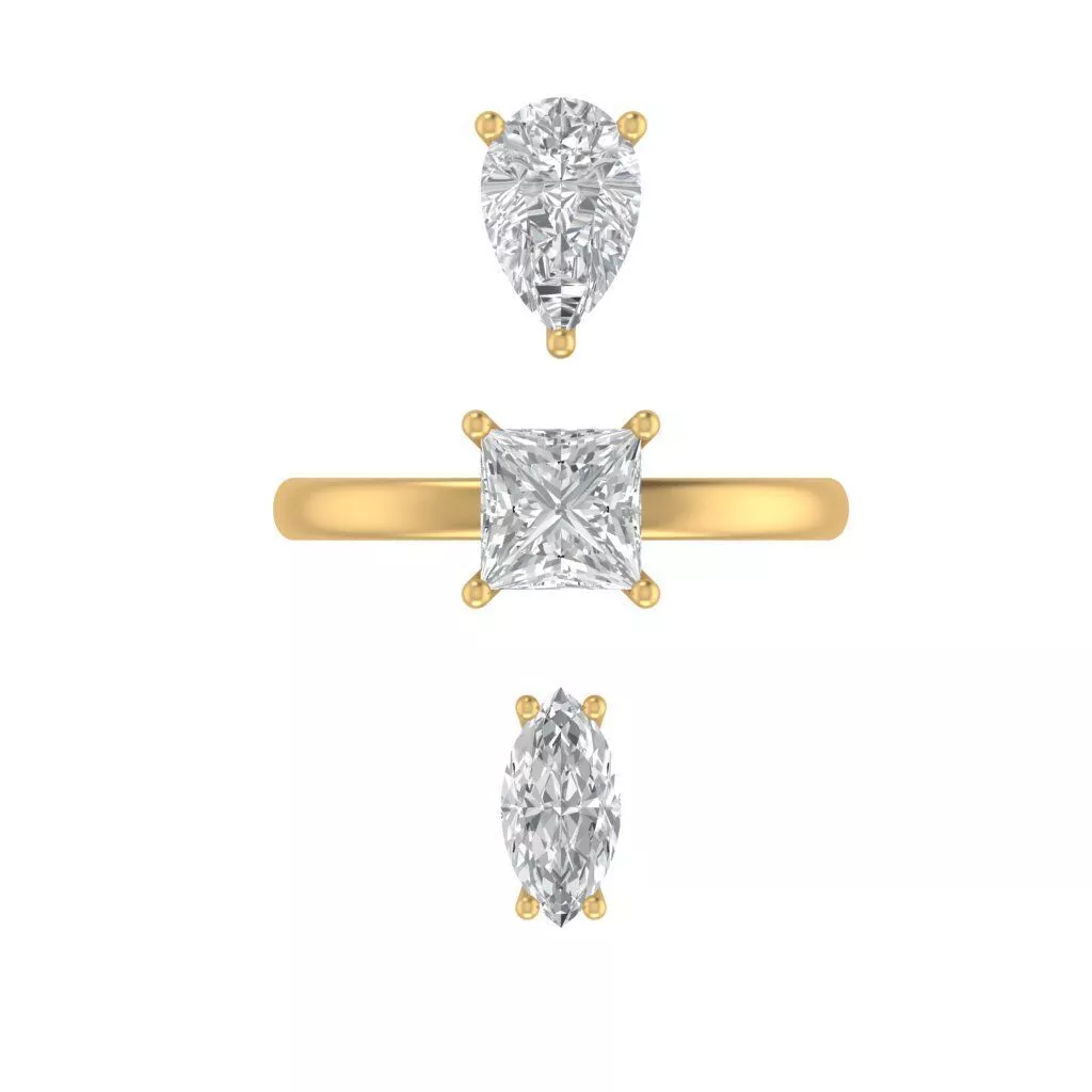Convertible Engagement Ring 3 In 1 Stone Setting STL 3DM JEWELRY 3D print model
