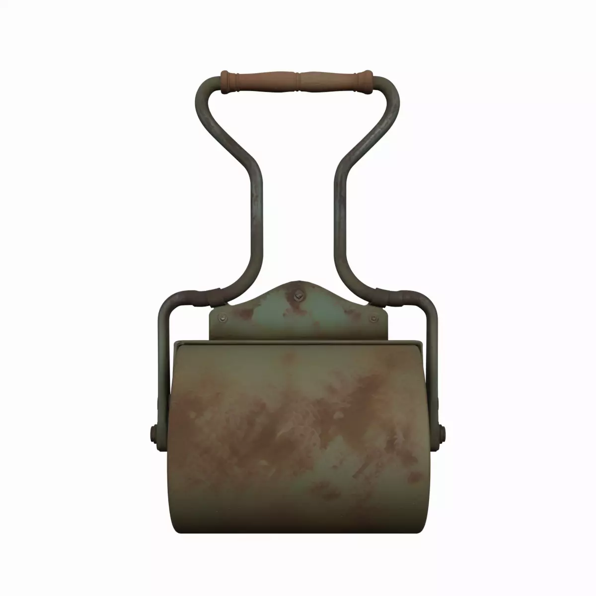 Heavy Vintage Cast Iron Lawn Roller with Rust 3D Model 3D model