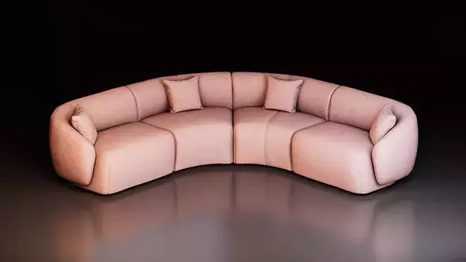 Modern Curved Modular Sectional Sofa Low-poly 3D model