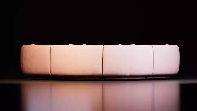 Modern Curved Modular Sectional Sofa Low-poly 3D model 6
