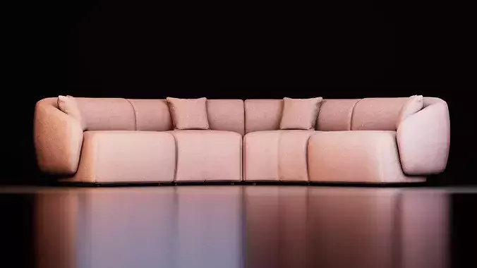 Modern Curved Modular Sectional Sofa Low-poly 3D model 2