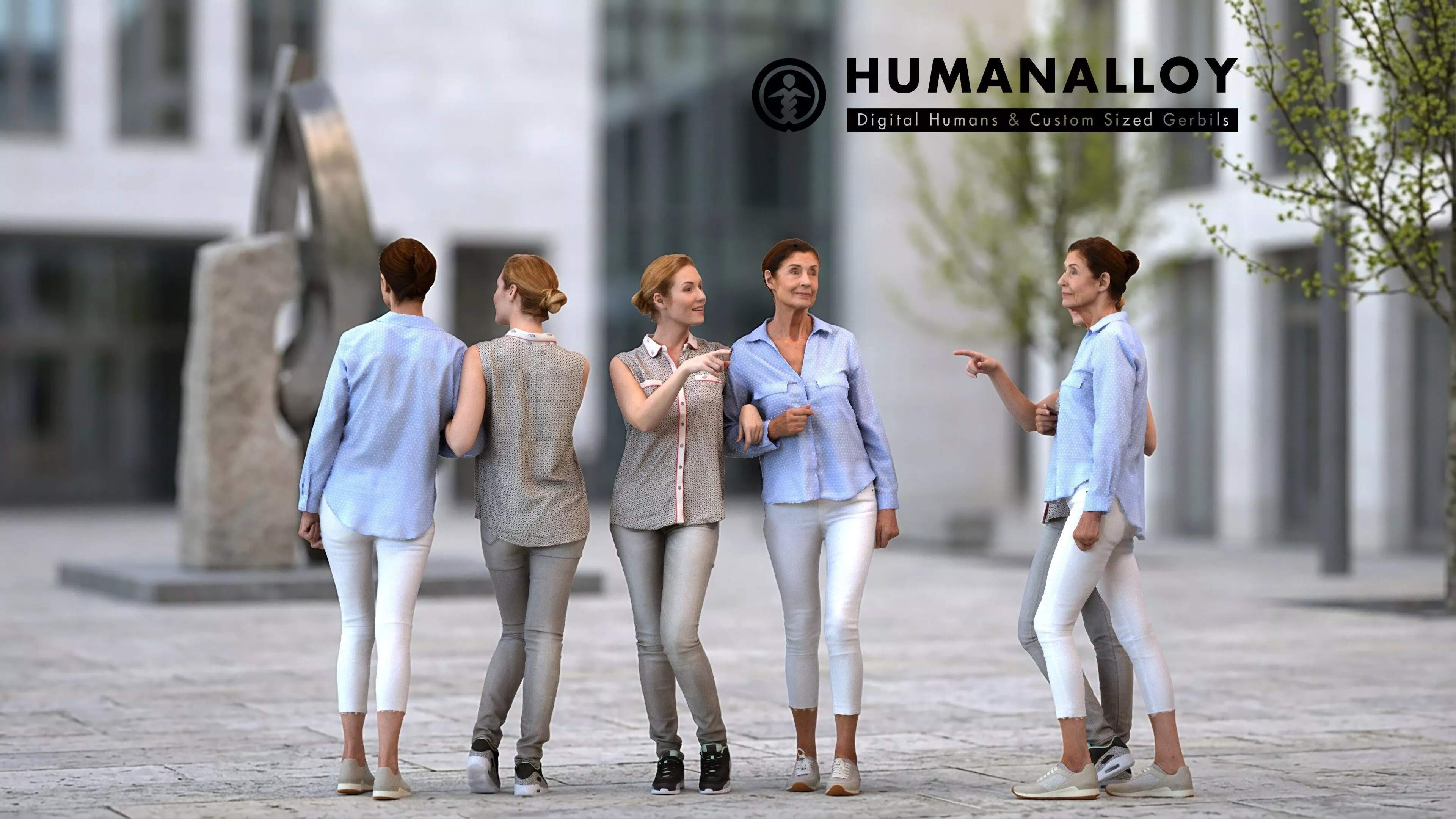 Adult Caucasian woman talking in public wearing autumn or 3D model