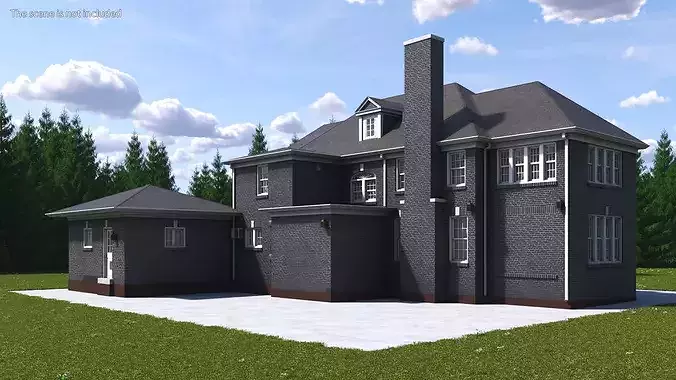 Classic Brick Colonial House 3D model 3