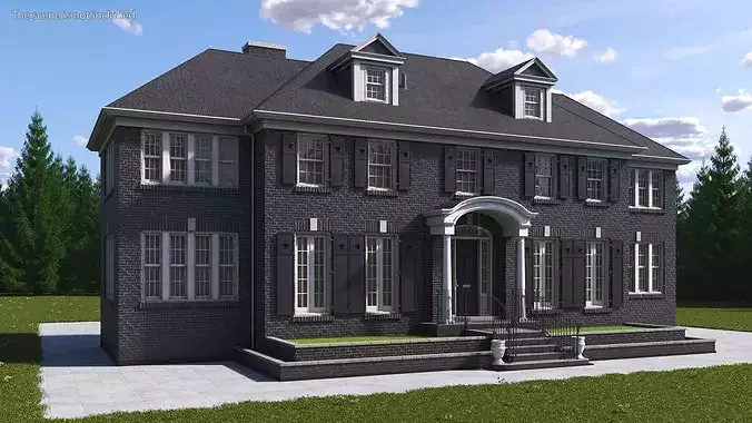 Classic Brick Colonial House 3D model