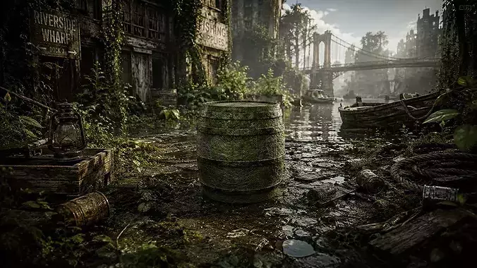 Abandoned Wooden Barrel - Weathered
