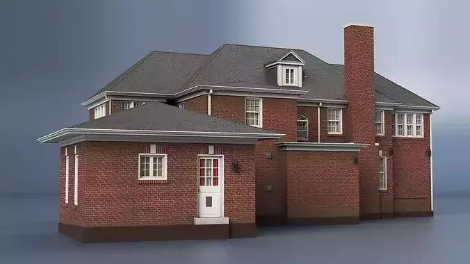 Home Alone Brick Colonial House 3D model 6