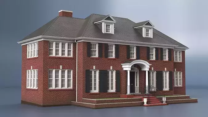 Home Alone Brick Colonial House 3D model 4