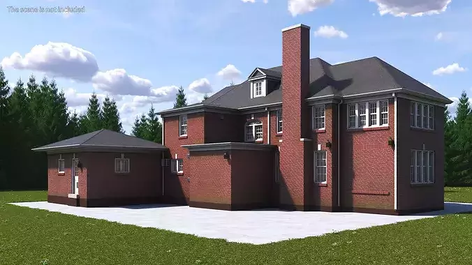 Home Alone Brick Colonial House 3D model 3