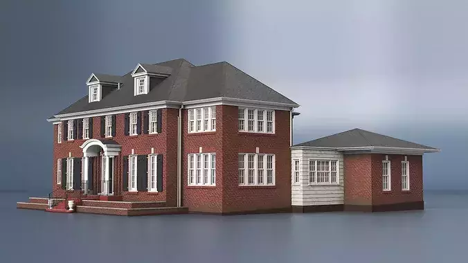 Home Alone Brick Colonial House 3D model 5