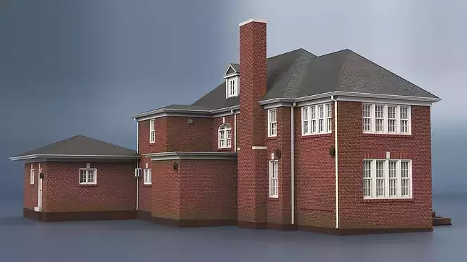 Home Alone Brick Colonial House 3D model 7