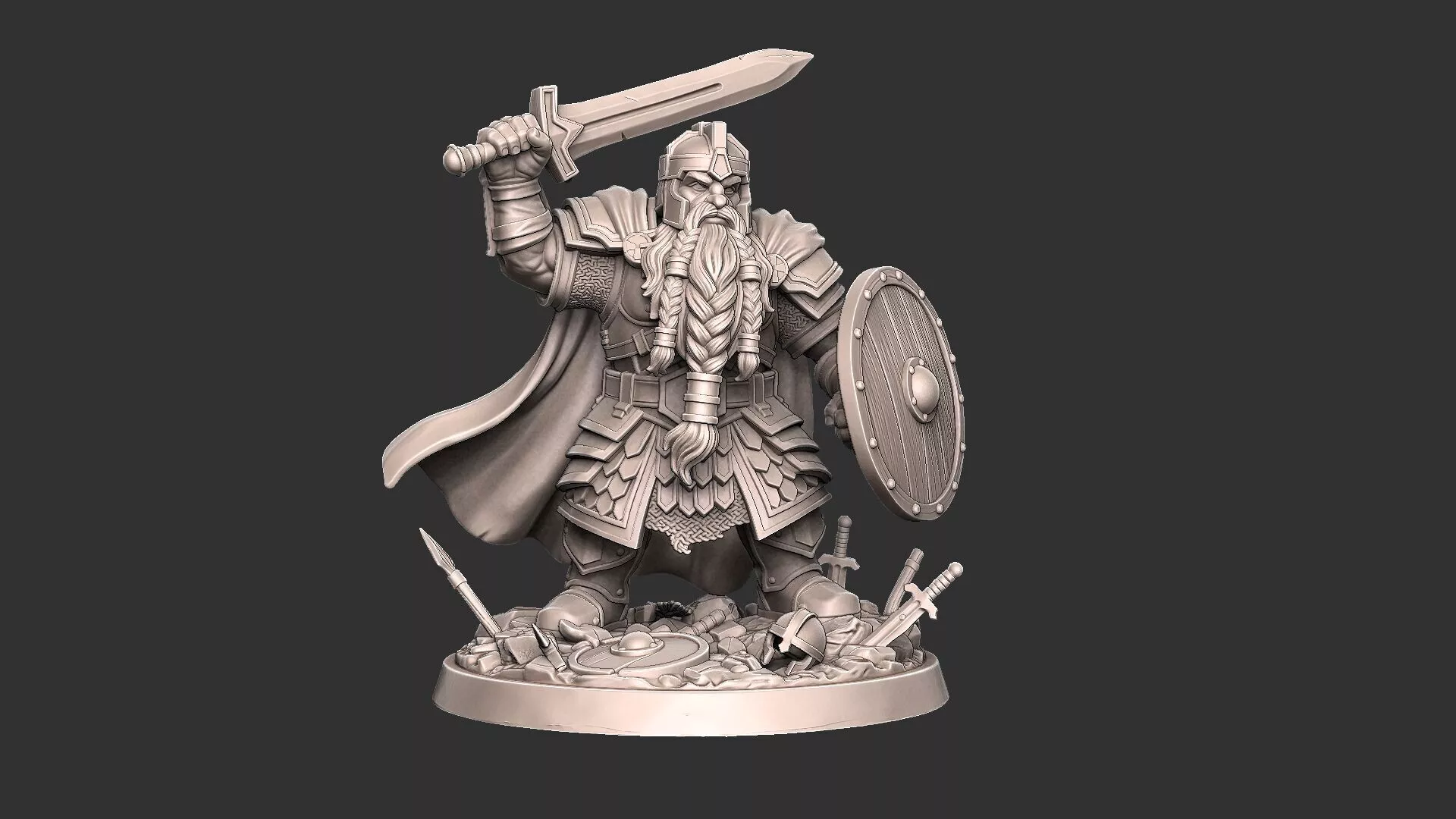 Durgrim Ironbanner - Dwarf Warlord Fighter 3D print model