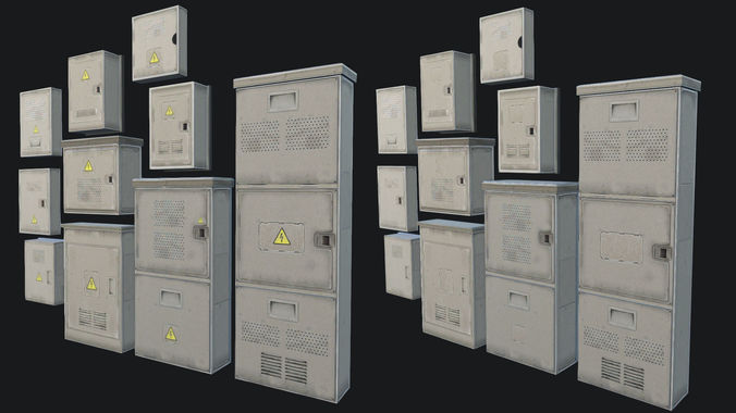 Small Utility Boxes Collection Low-poly 3D model