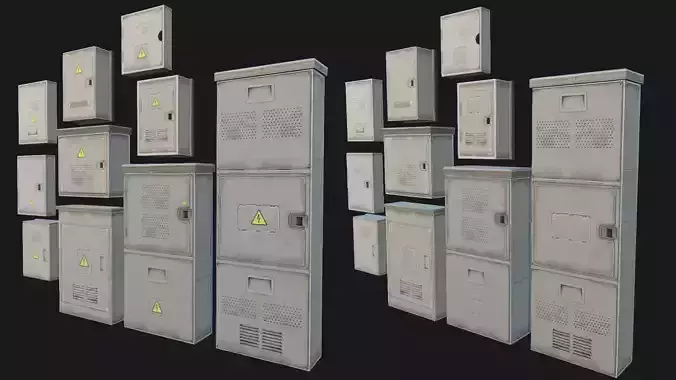 Small Utility Boxes Collection Low-poly 3D model