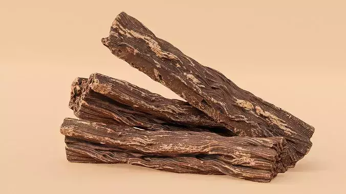 Flaked Chocolate Bar Ripped Crunchy Stick Candy 3D Scan Low-poly 3D model