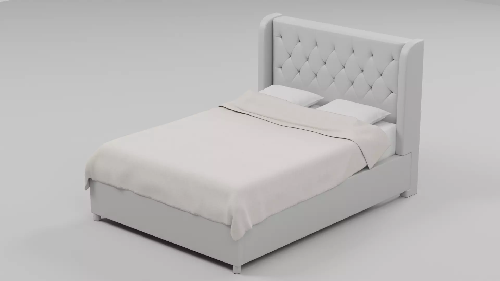 Luxury Wingback Diamond-Tufted Upholstered Bed - Sample File 3D model