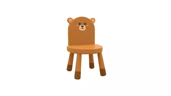 Low Poly Cute Bear Chair Furniture 