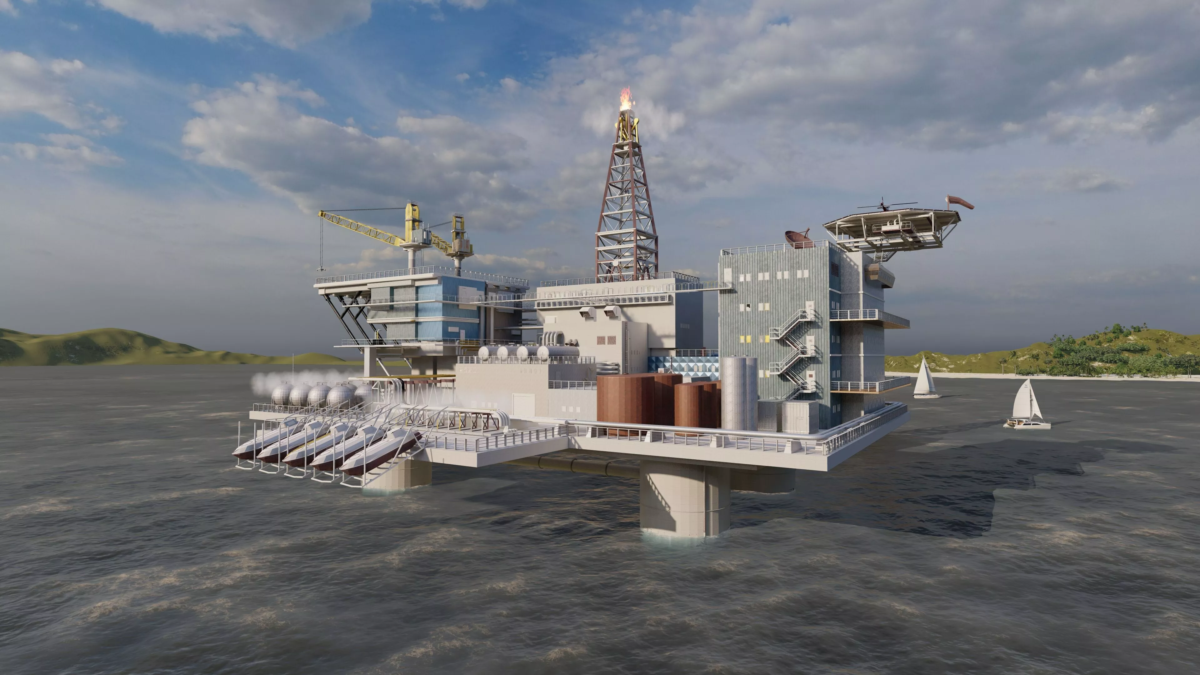 Oil Rig Platform-Complex and Oil Gas Rig 3D model