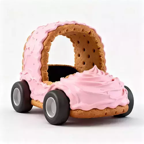 Stylized Sweet Dessert Car 3D Model Low-poly 3D model