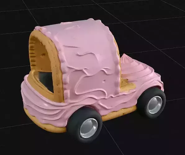 Stylized Sweet Dessert Car 3D Model Low-poly 3D model 3