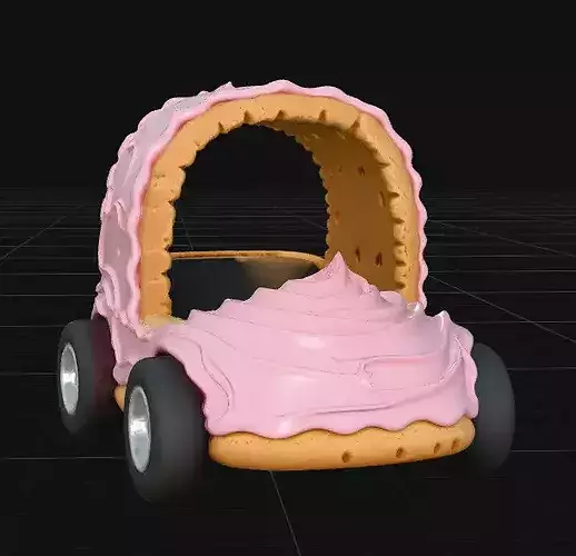 Stylized Sweet Dessert Car 3D Model Low-poly 3D model 2
