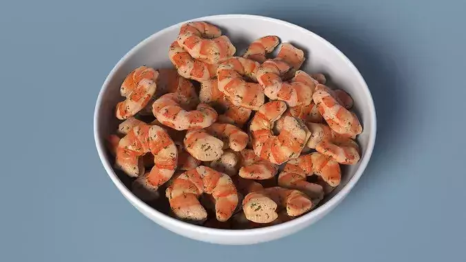 Bowl of Cooked Shrimps 3D model 6