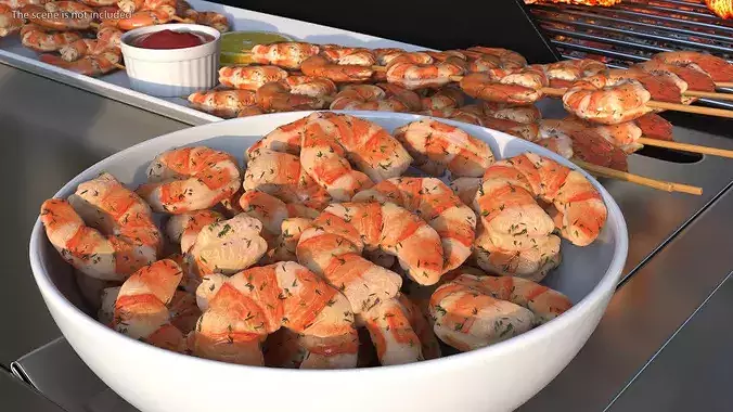 Bowl of Cooked Shrimps 3D model 3