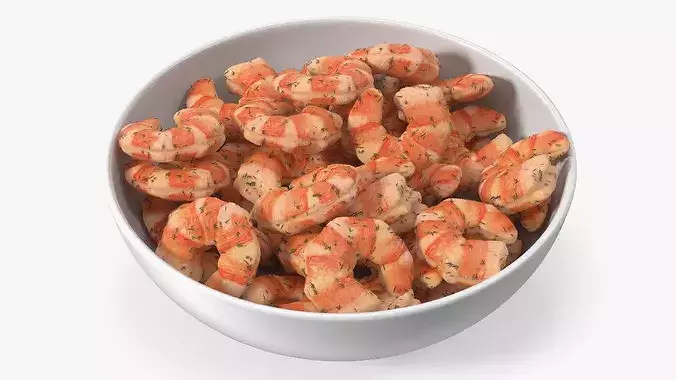 Bowl of Cooked Shrimps 3D model