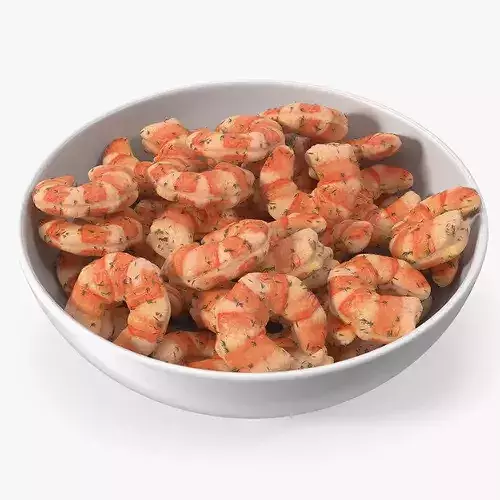Bowl of Cooked Shrimps 3D model 7