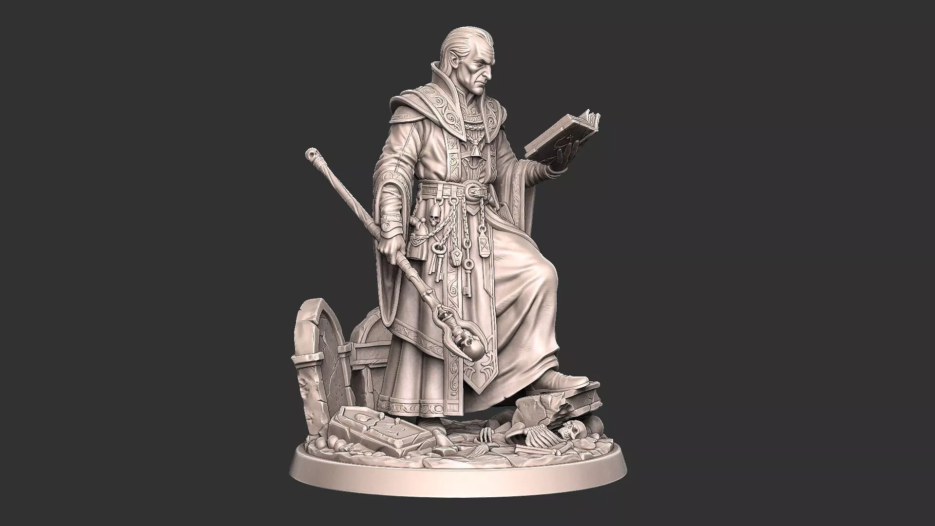 Vorgrim Mortis - Human Necromancer Wizard 3D print model
