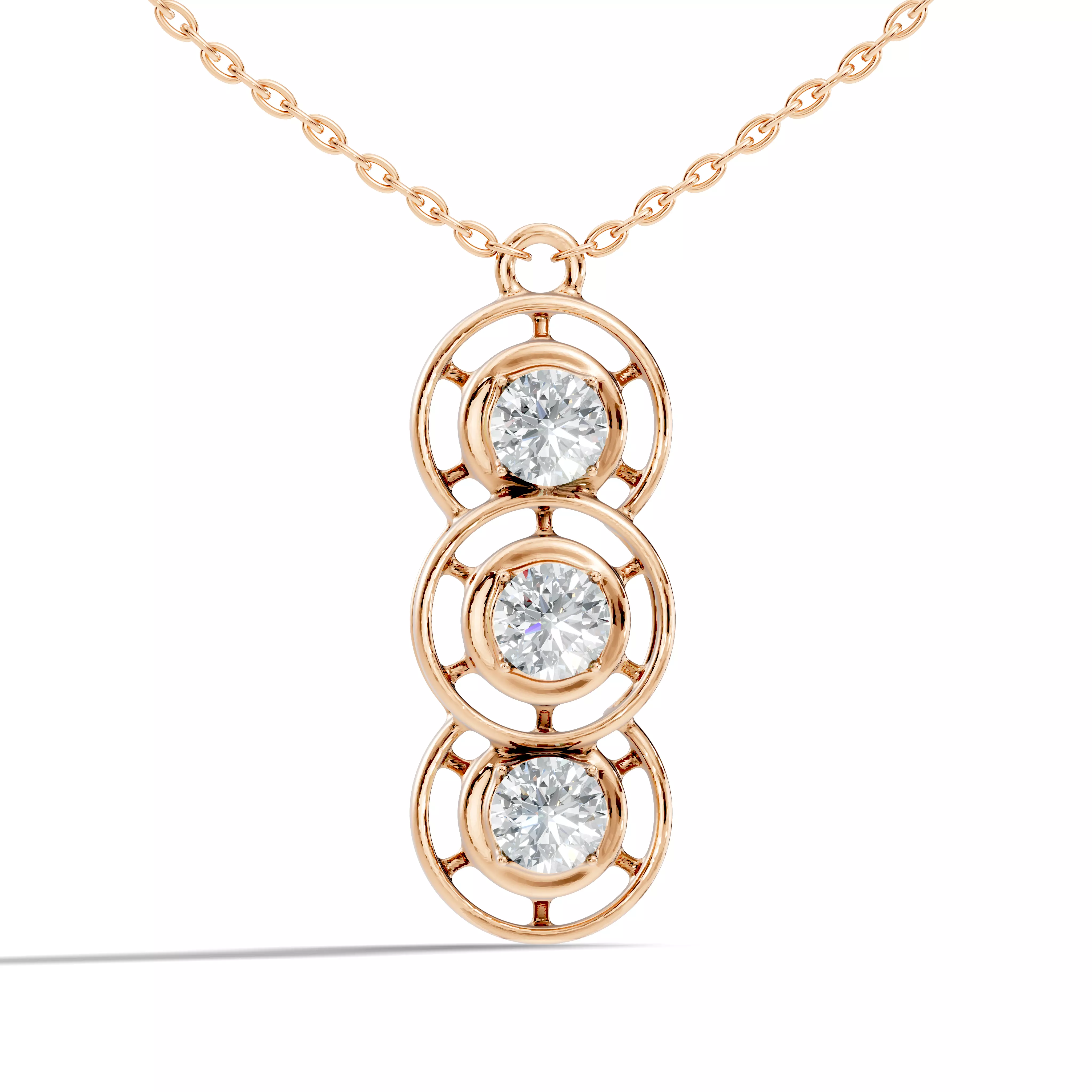 Trio Solitaire Diamond Pendant 3D print model